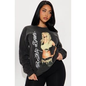 Britney Spears Large Oversized Sweatshirt Washed Black Fashion Nova